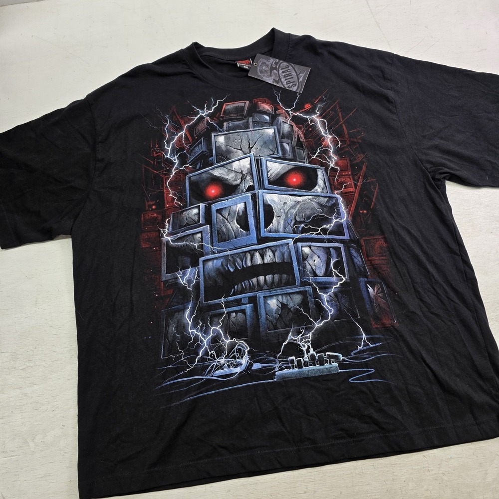 Spiral Direct "Death By TV" Graphic T Shirt Mens 4XL Skull Horror Goth New NWT - Picture 2 of 9